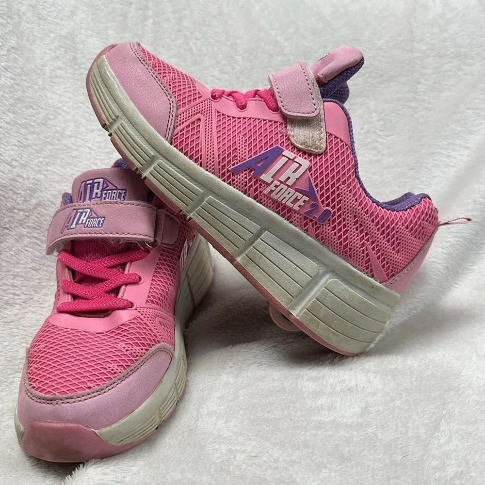 Kingka Air Force 2.0 Pink Retractable Roller Wheel athletic shoe, size 2